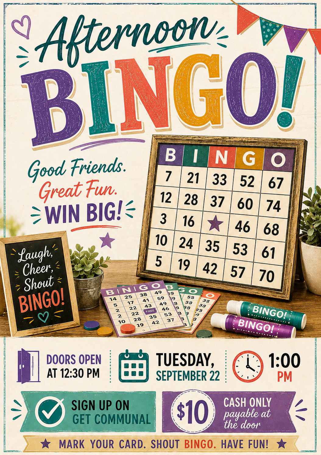 Afternoon Bingo- 9-22